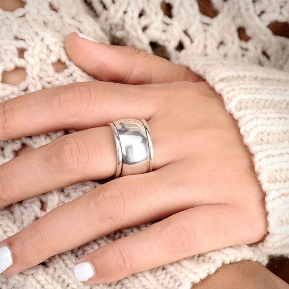 New Wide Band Smooth Polish Silver Gold Copper Band Ring /Chunky Cigar Band Ring - Picture 13 of 16